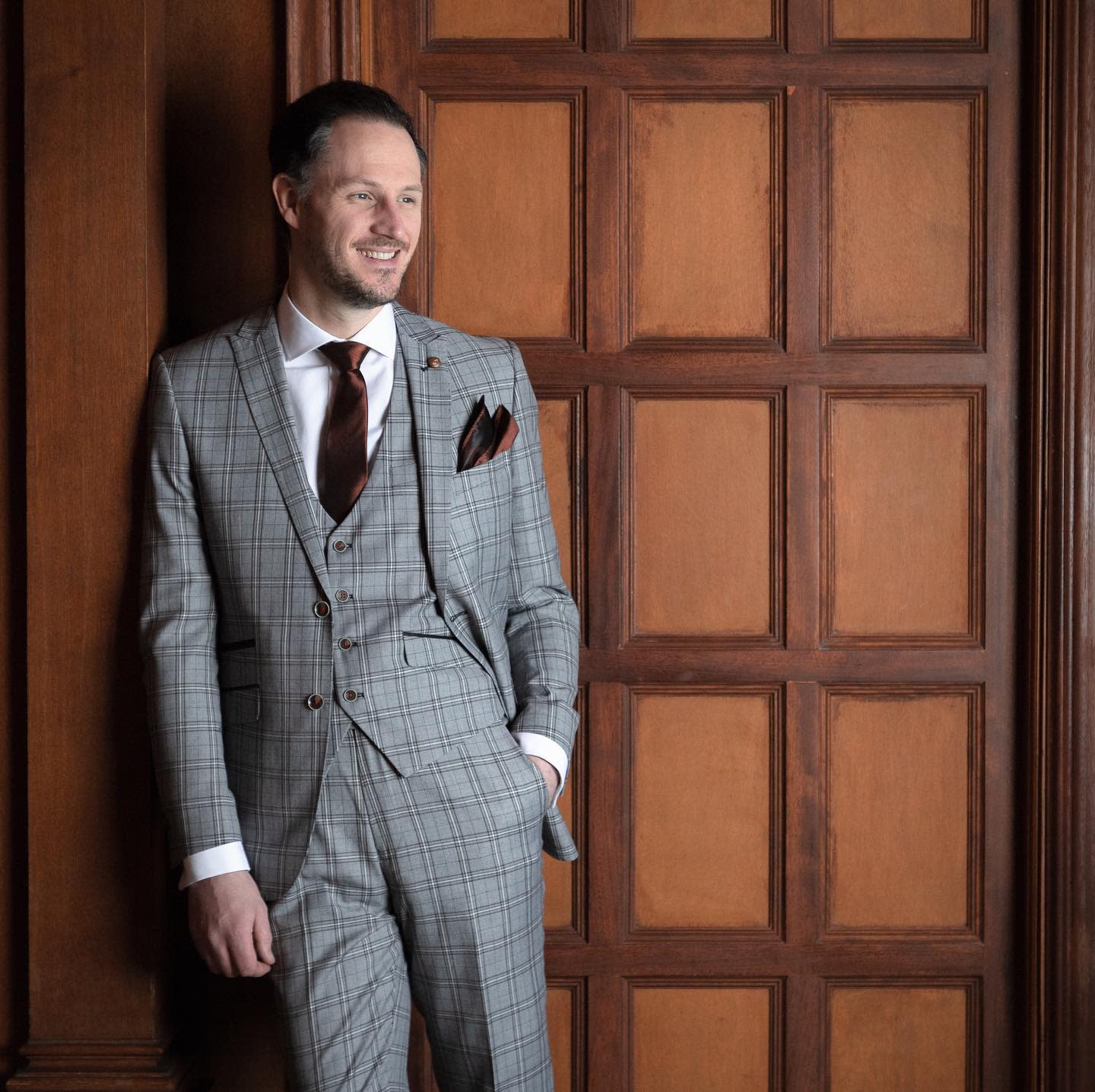 Brown Tie With Grey Suit -baron.bizarre