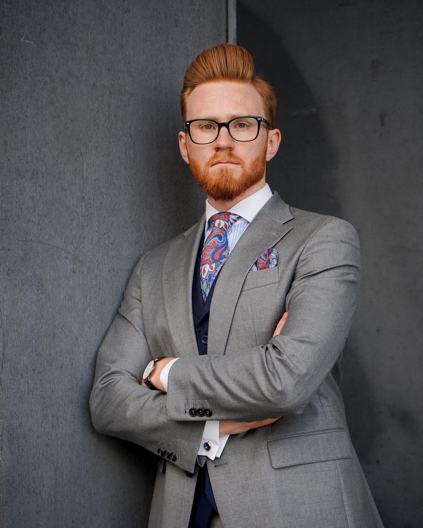 Multicolor Tie With Grey Suit -marius.chestnut