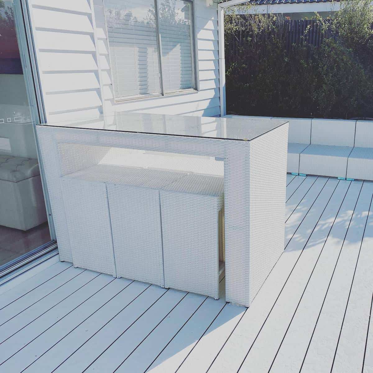 modern white deck wicker bar glass countertop