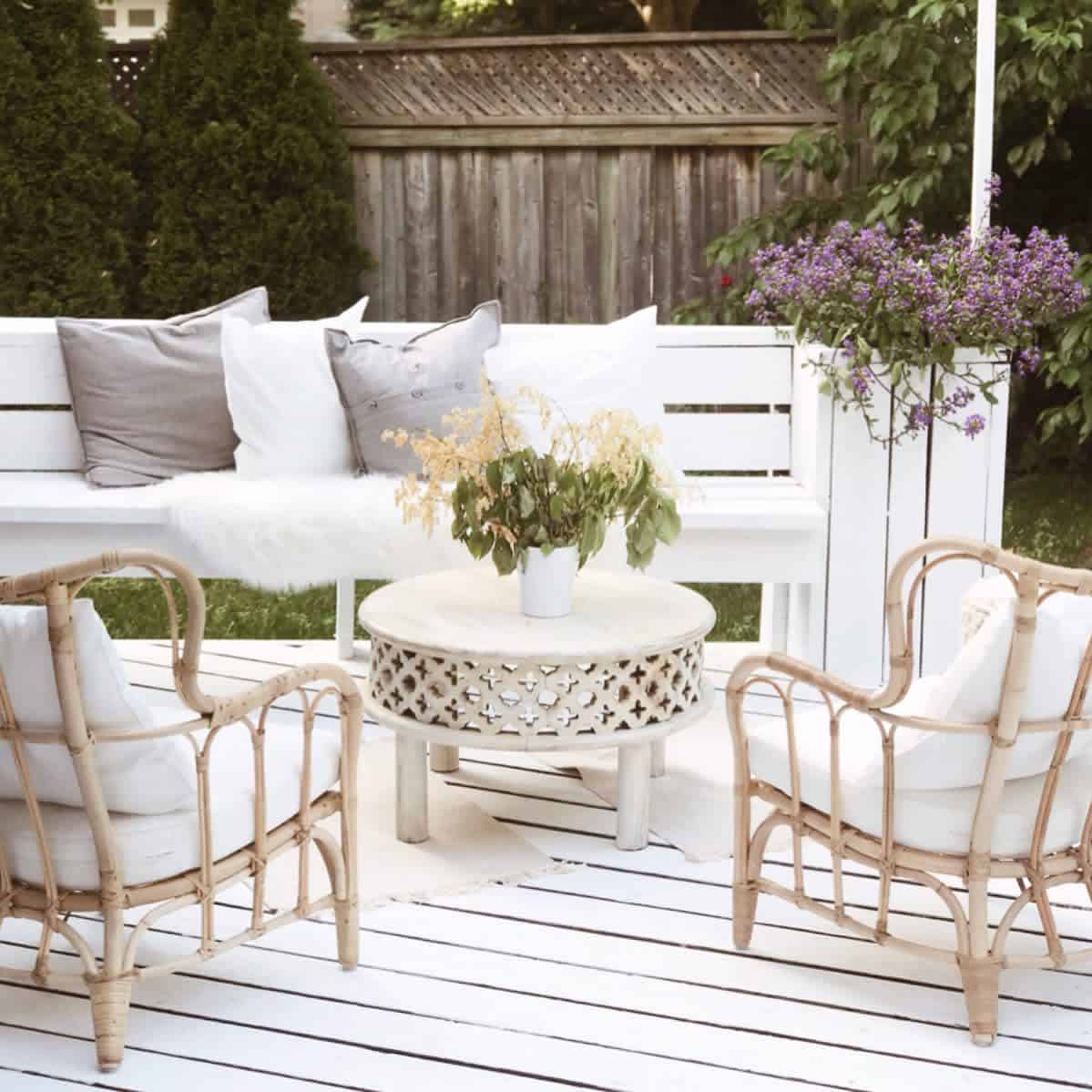 white wood deck outdoor furniture