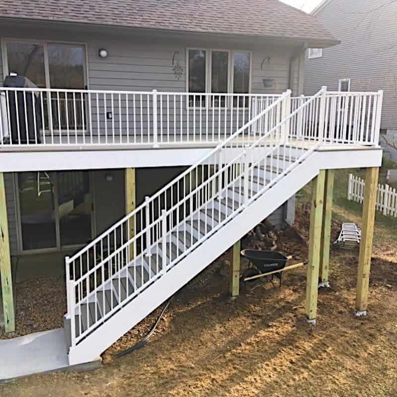 raised white deck and railing