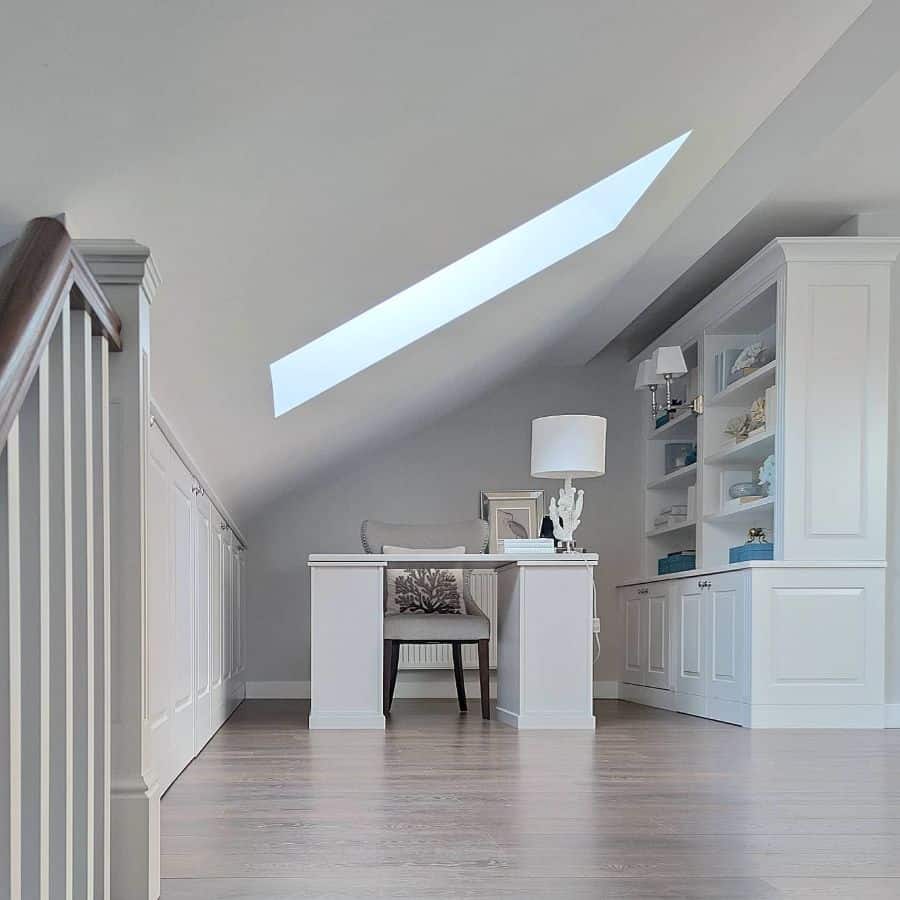 white attic study room