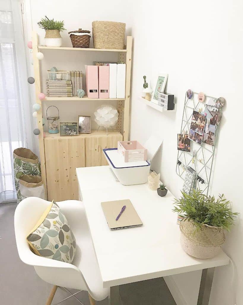 stylish girls room with study space