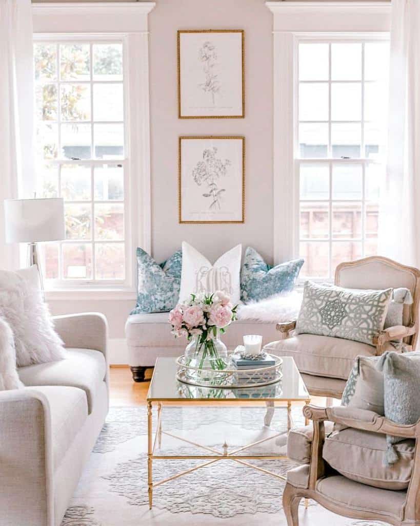 white sunroom with glass table