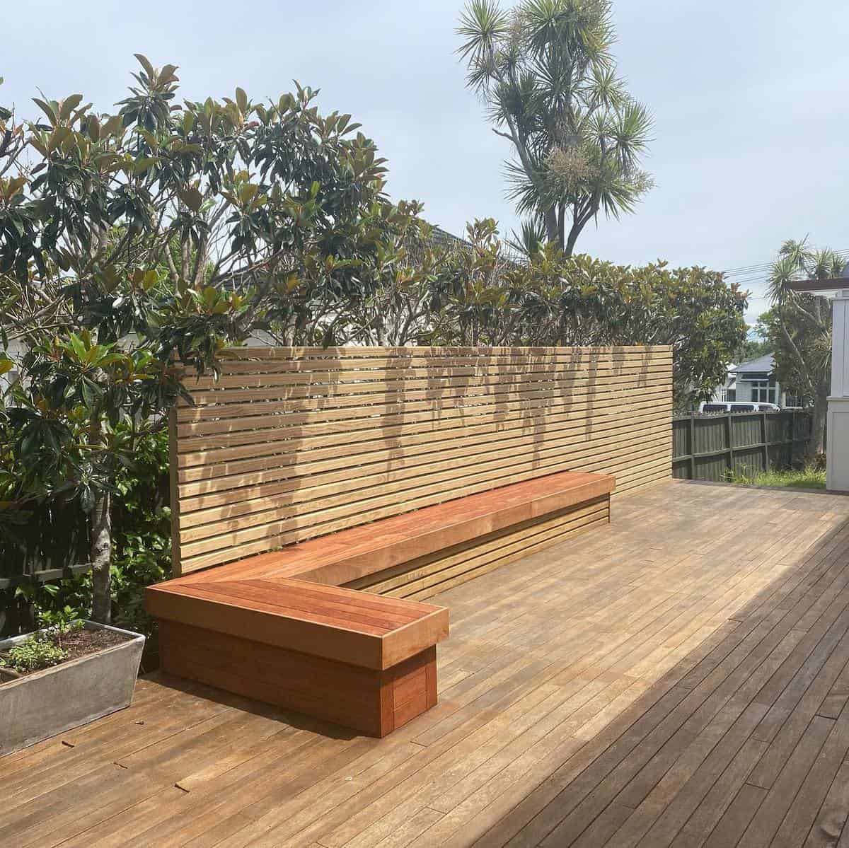 simple wood deck and wood seat