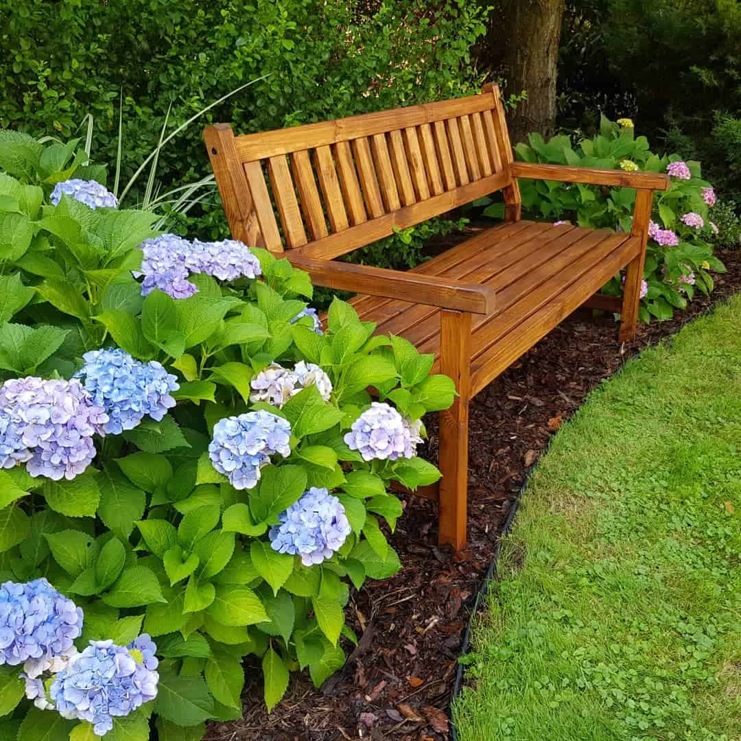 backyard garden wood bench