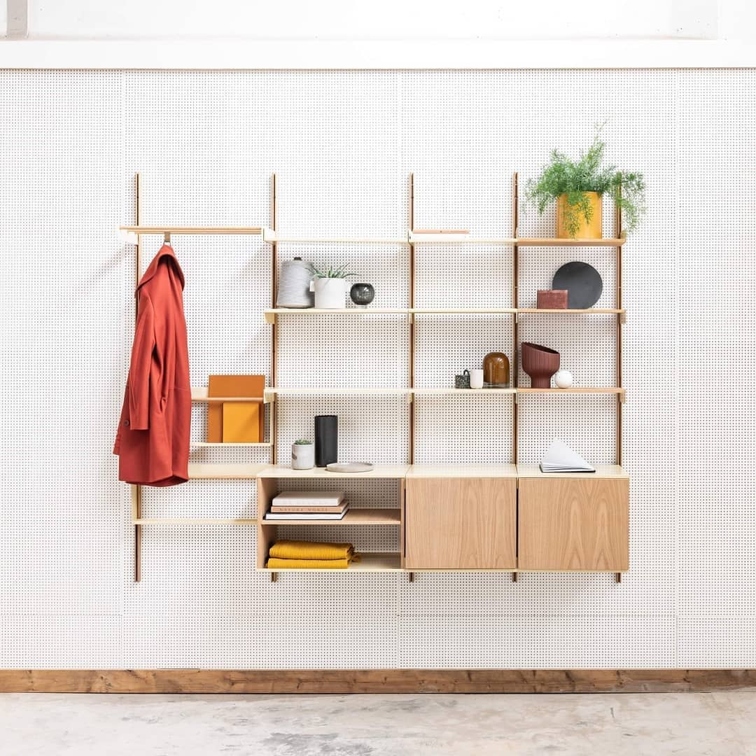 unique wall mounted shelving unit in modern home