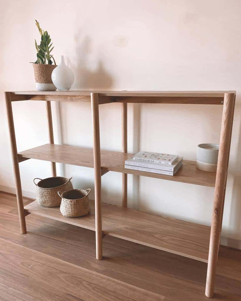wooden shelving unit