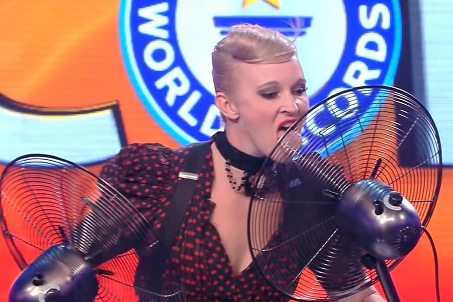 World Record for Stopping an Electric Fan With a Tongue