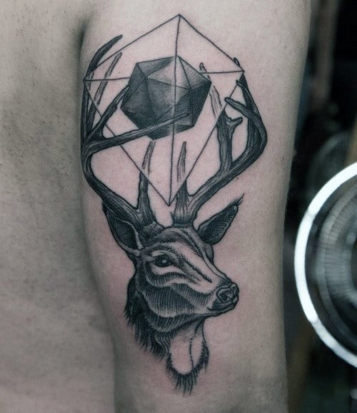 Abstract Antler Tattoo On Mans Arms