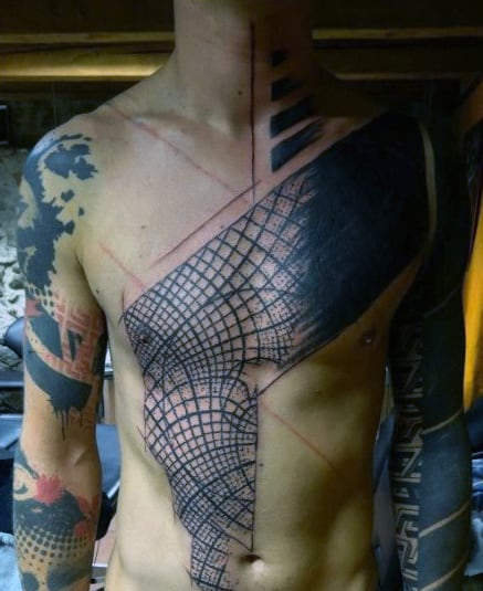 Abstract Art Tattoo On Chest
