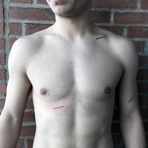 Abstract Artistic Simple Line Mens Chest Tattoo