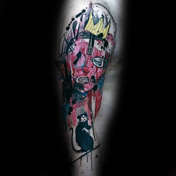 Abstract Banksy Mens Rat Arm Tattoos