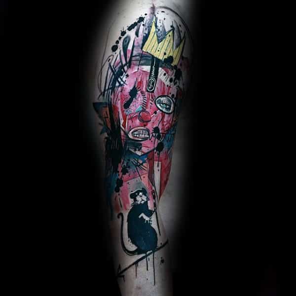 Abstract Banksy Watercolor Mens Arm Tattoos