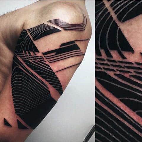 Abstract Black Lines Guys Unique Upper Arm Tattoo Inspiration