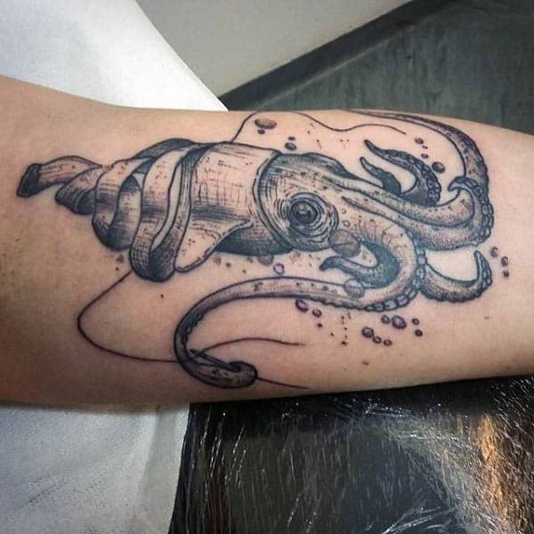 Abstract Black Squid Tattoo For Males On Arm