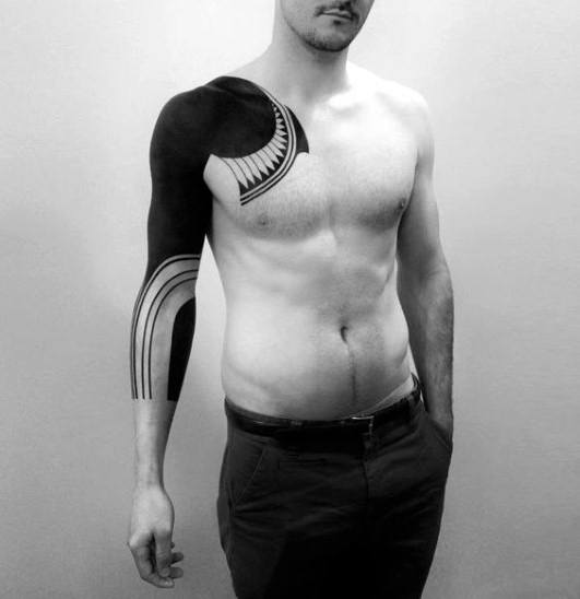 Abstract Blackwork Mens Half Sleeve Tattoo