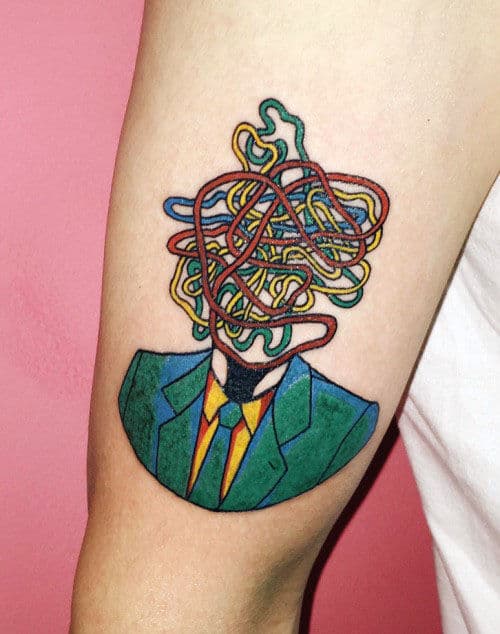 Abstract Businessman In A Suit Pop Art Tattoos For Guys