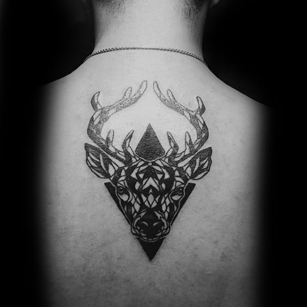Abstract Center Of Back Moose Tattoos For Men
