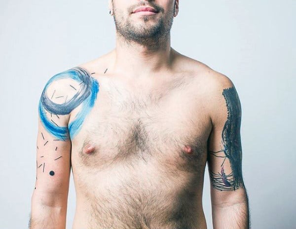 Abstract Creative Circle Guys Watercolor Tattoos