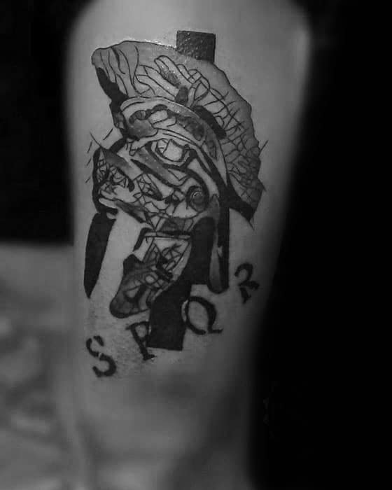 Abstract Creative Spqr Mens Thigh Tattoos