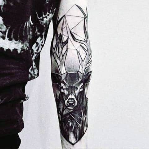 Abstract Deer Tattoos For Men On Inner Forearm