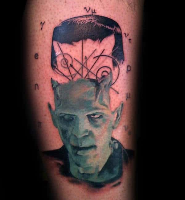 Abstract Frankenstein Head Mens Arm Tattoos