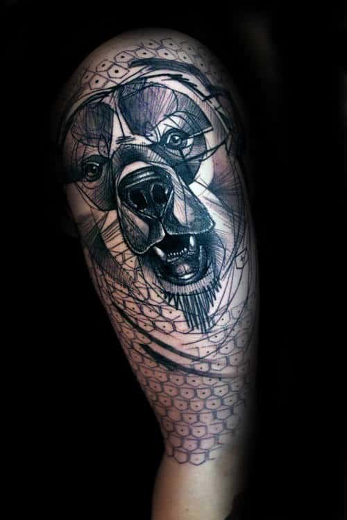 Abstract Geometric Bear Mens Half Sleeve Pattern Tattoos