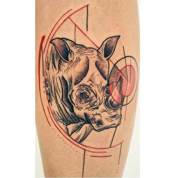 Abstract Geometric Rhino Tattoos For Guys