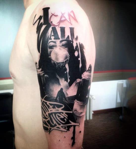 Abstract Graffiti Themed Mens Half Sleeve Tattoo Design