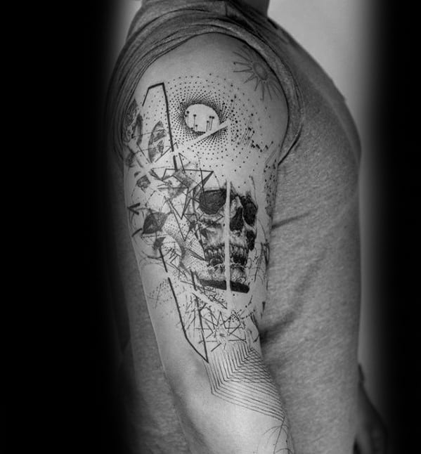 Abstract Guys Geometric Arm Tattoo Design Ideas