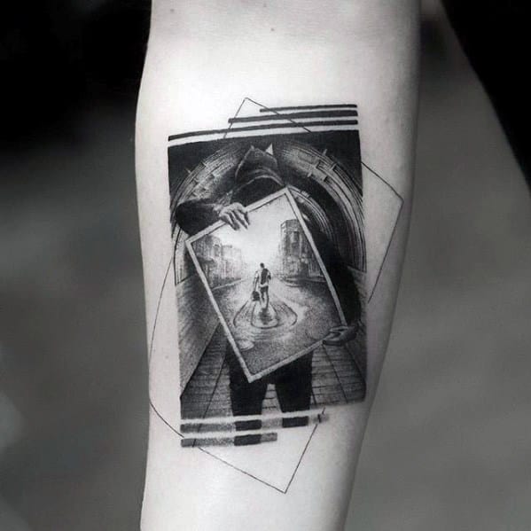 Abstract Inner Forearm 3d Great Mens Tattoo Ideas