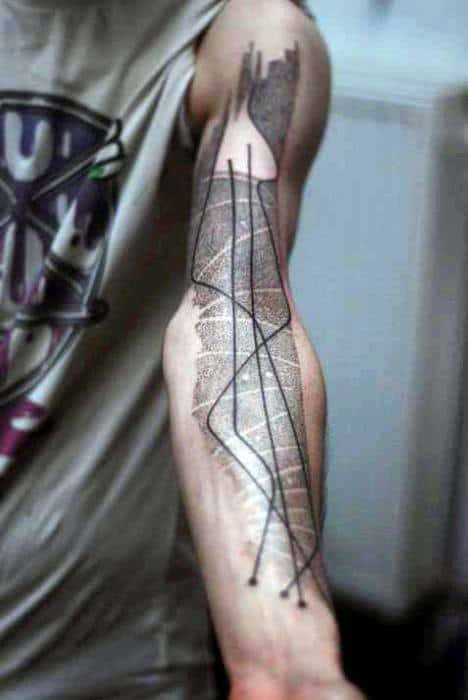 Abstract Line Work Constillation Mens Inner Forearm Tattoo