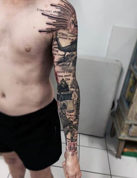 Abstract Male Army Full Sleeve Tatto Design Inspiration