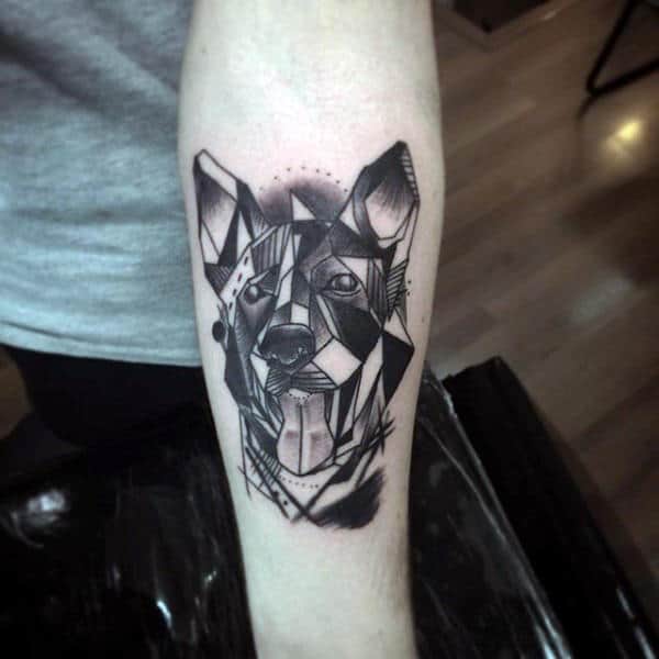 Abstract Male Tattoo Of Geometric Dog Design