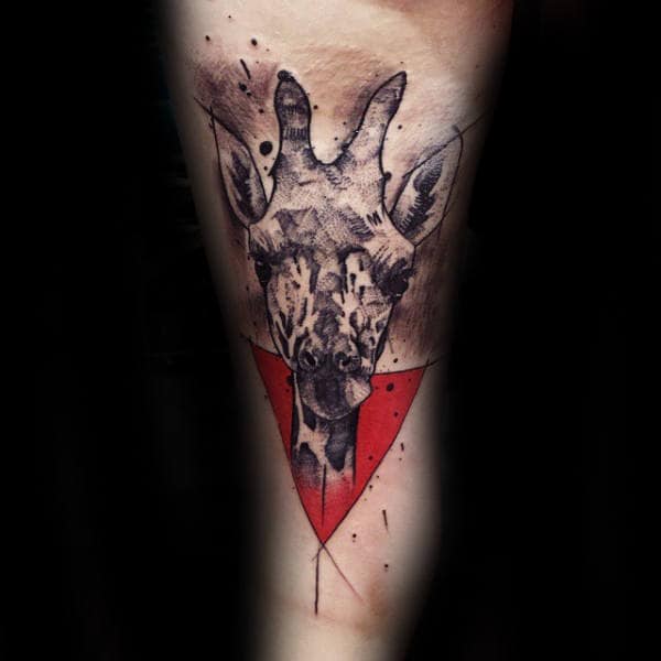 Abstract Mens Giraffe Arm Tattoo Ideas