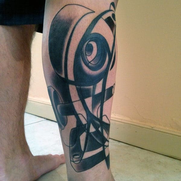 Abstract Mens Skateboard Trucks With Wheels Leg Sleeve Tattoo