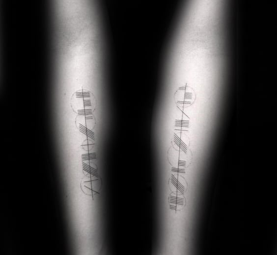 Abstract Mens Unique Grandpa Symbol Tattoo On Forearms