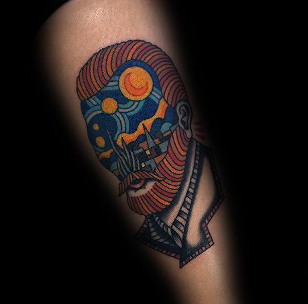 Abstract Mens Vincent Van Gogh Forearm Tattoo