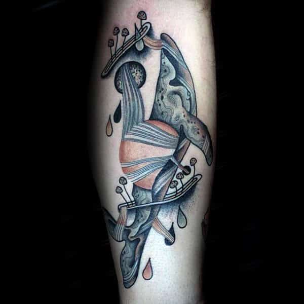 Abstract Mens Whale Forearm Tatto Design Ideas