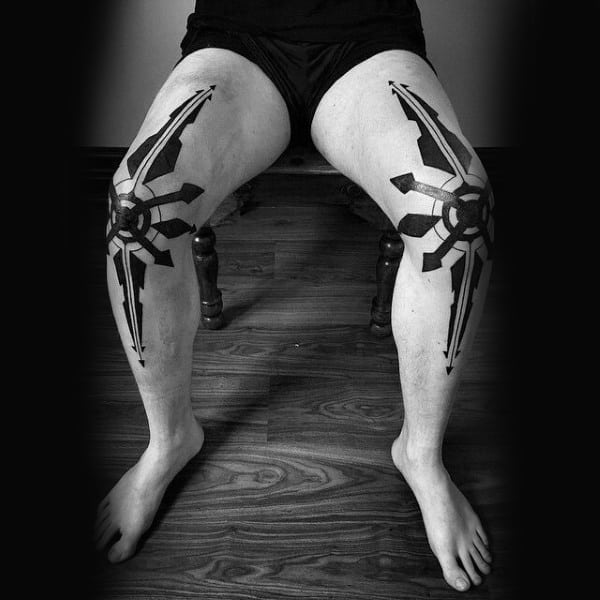 Abstract Modern Blackwork Knee Mens Tattoo