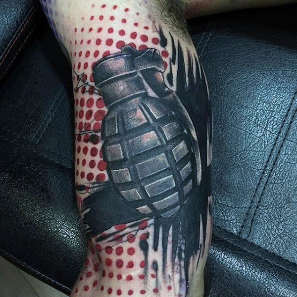 Abstract Modern Modern Grenade Tattoo For Men
