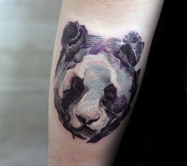 Abstract Panda Watercolor Mens Small Forearm Tattoos