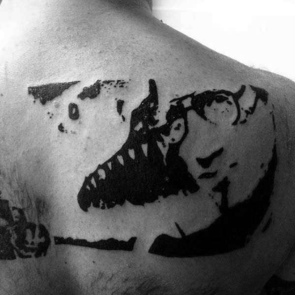 Abstract Shark Silhouette Mens Back Tattoos