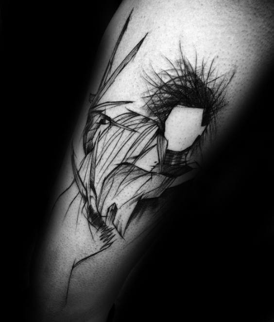 Abstract Sketched Arm Cool Edward Scissorhands Tattoo Design Ideas For Male