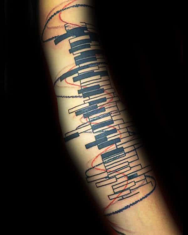 Abstract Soundwave Bars Piano Keys Male Arm Tattoos