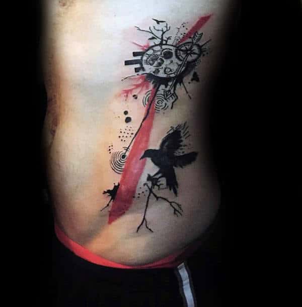 Abstract Trash Polka Creative Mens Ribs Tattoos