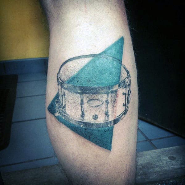 Abstract Triangle Drum Leg Calf Guys Tattoo
