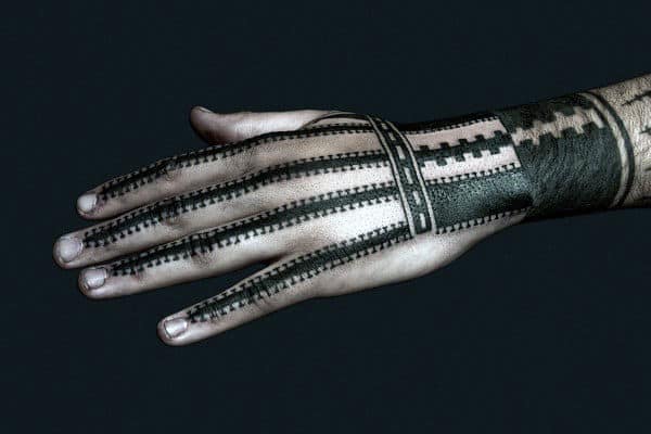 Abstract Tribal Male Hand Tattoo