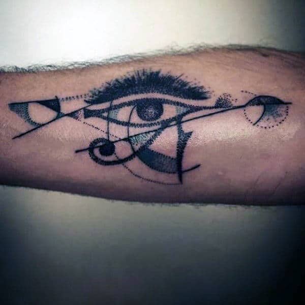Abstract Watercolor Eye Of Horus Arm Tattoo